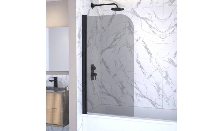 Argos Home Smoked Glass Half Frame Bathroom Screen - Black
