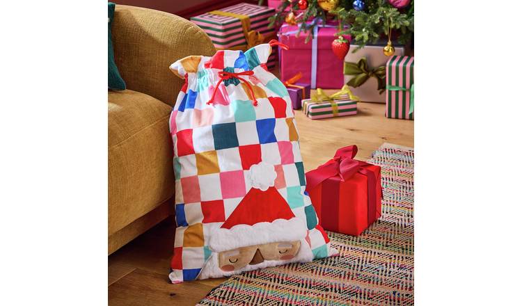 Argos Home All Over Print Santa Face Present Christmas Sack