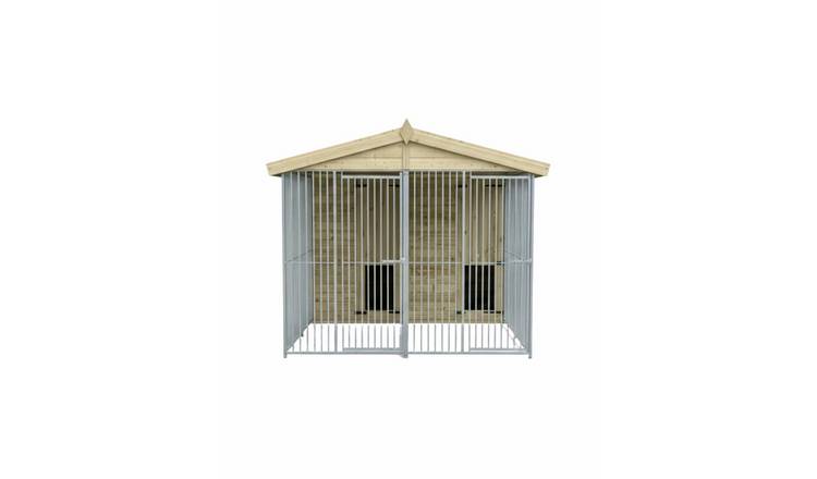 Benchmark Kennels Premium Double Wooden Dog Kennel - 8 x 8ft