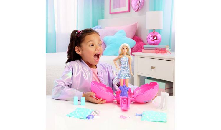 Barbie Roll and Reveal Pop Star Doll and Accessories with Blonde Fashion Doll