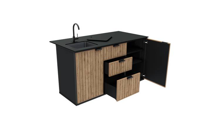 Keter Compact Outdoor Kitchen Resin Prep Table - Wood Effect