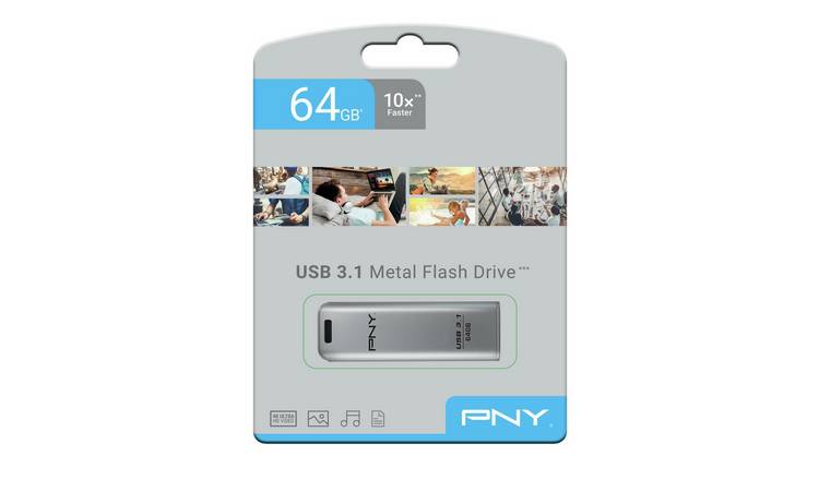 PNY Elite Steel USB 3.1 Flash Drive - 64GB
