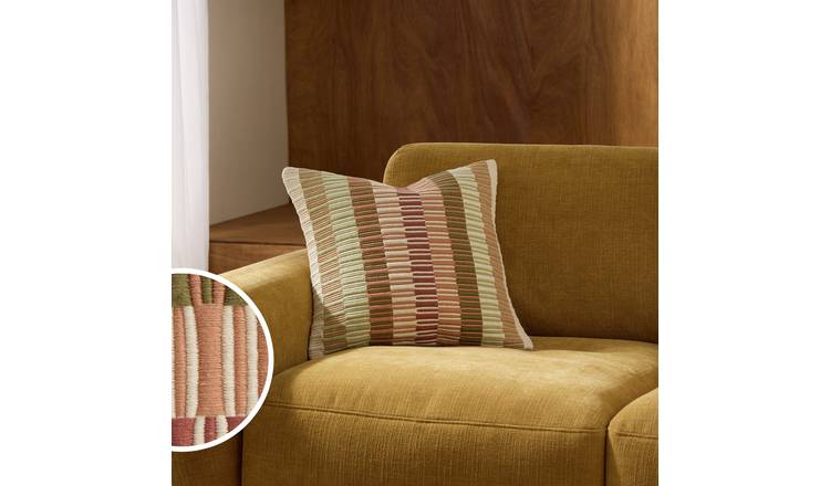 Habitat Sunbaked Stripes Woven Cushion Brown - 43x43cm