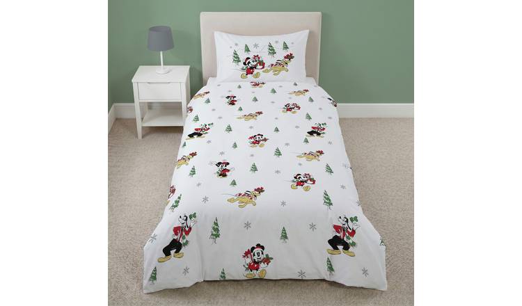 Disney Kids Mickey and Minnie Christmas Joy Red & White Bedding Set - Single