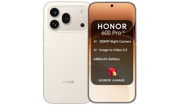 SIM Free HONOR 600 Pro 5G 512GB AI Mobile Phone - Golden White