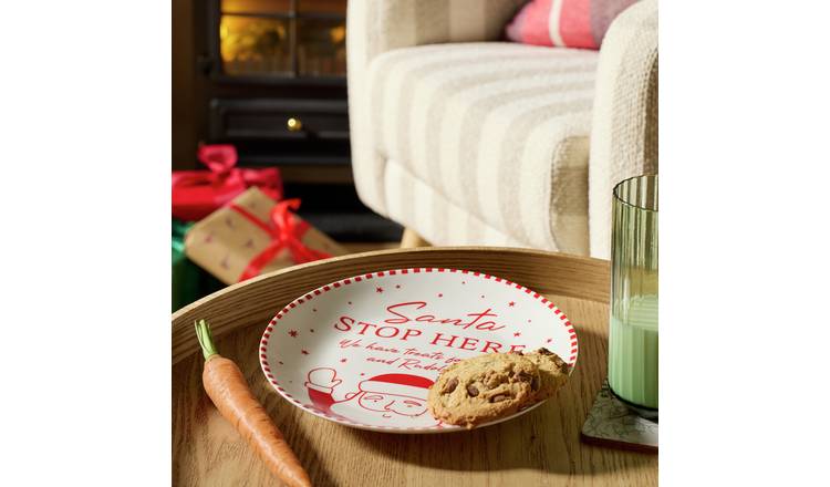 Argos Home Red Decal Ceramic Christmas Eve Plate