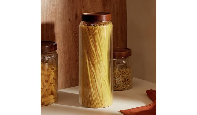Habitat 2.2 Litre Ribbed Glass Spaghetti Storage Jar