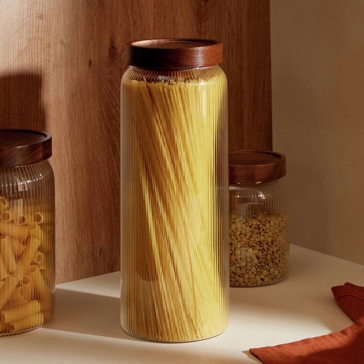 Habitat 2.2 Litre Ribbed Glass Spaghetti Storage Jar 0