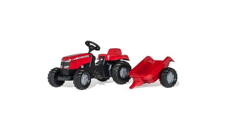 Rolly Toys Massey Ferguson Tractor & Trailer Ride On - Red & Black