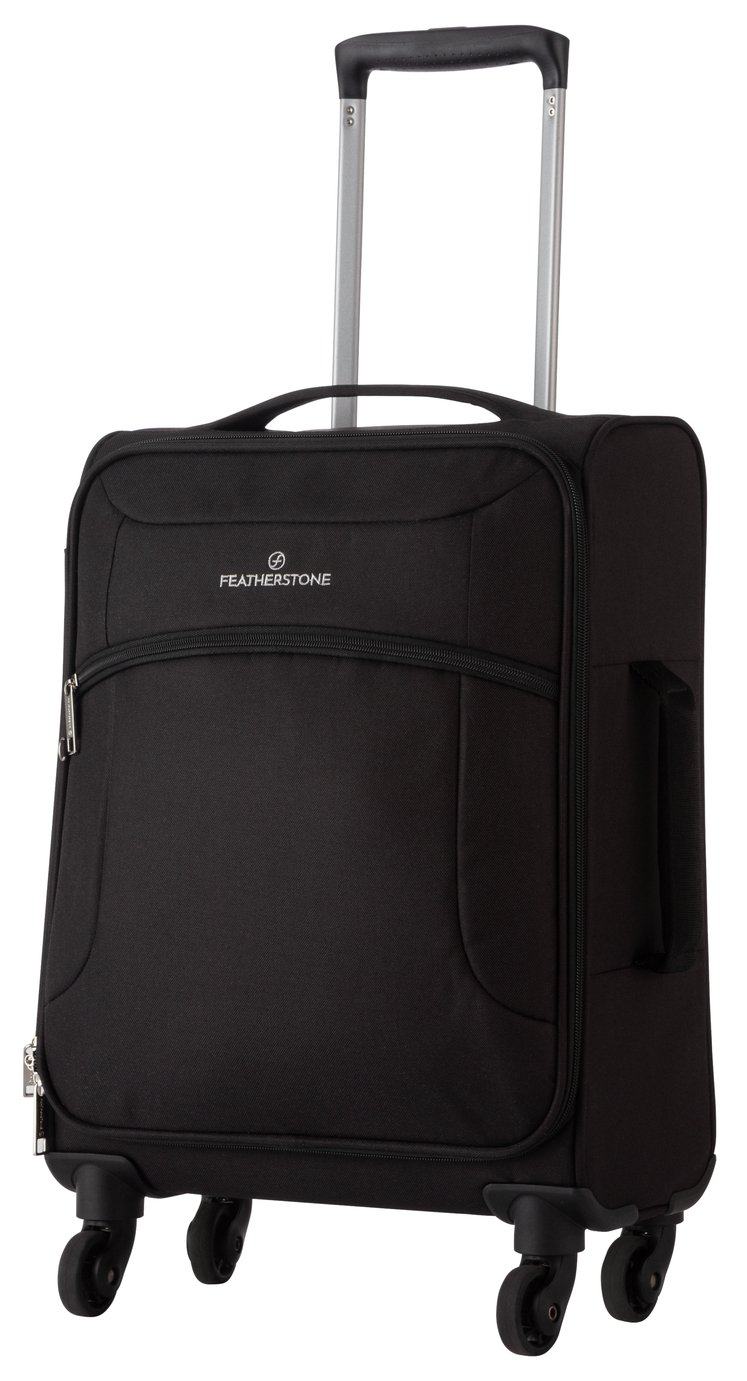 Featherstone 4 Wheel Soft Cabin-Size Suitcase - Black