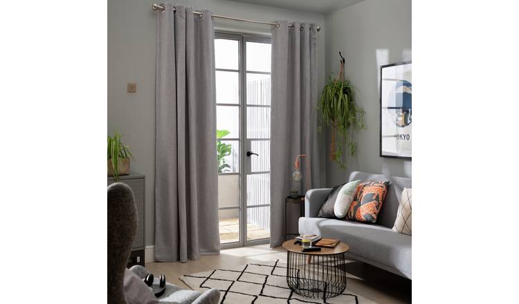 Habitat Blackout Fully Lined Eyelet Curtains - Dove Grey