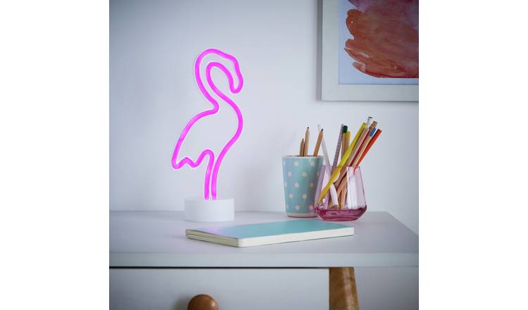 Glow Neon Effect Flamingo LED Kids Table Light - Pink