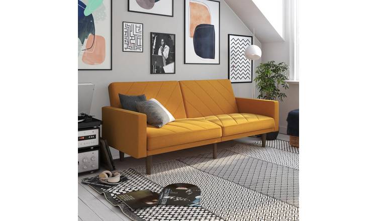 Dorel Paxson Fabric Small Double Sofa Bed - Mustard