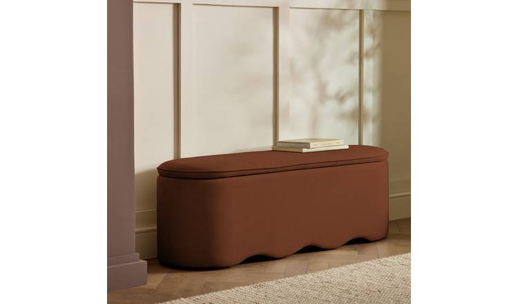 Habitat Onda Large Fabric Ottoman - Rust