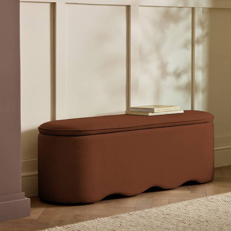 Habitat Onda Large Fabric Ottoman - Rust 0