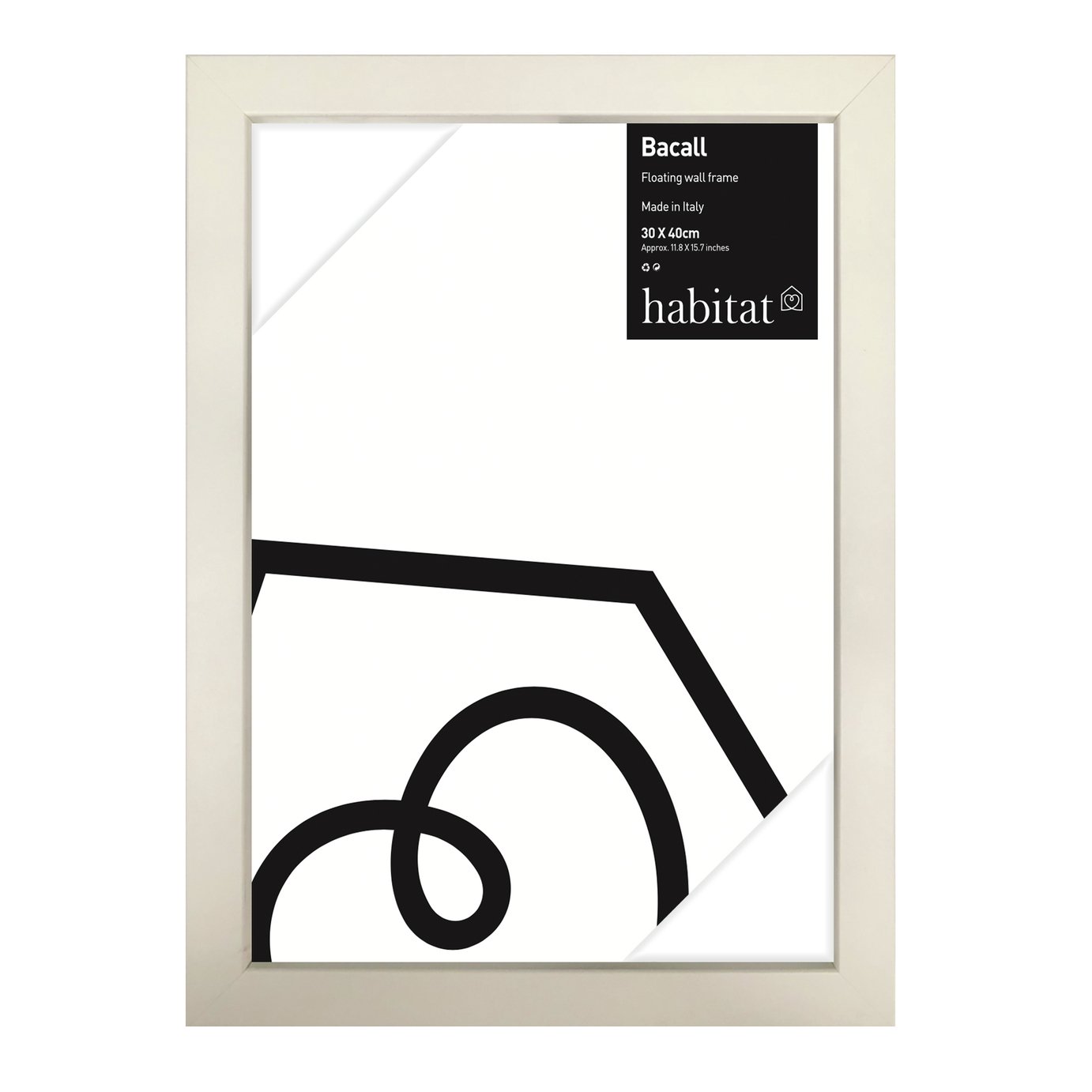 Habitat Bacall Wall Frame - Gloss White - 43x33cm