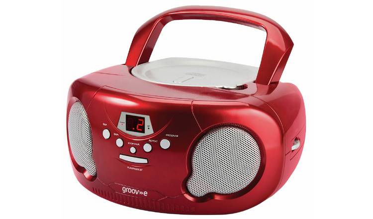 Groov-e Boombox Portable CD Player with Radio - Red