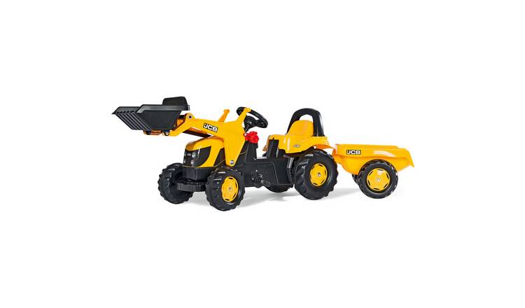 Rolly Toys JCB Tractor with Front Loader & Trailer Ride On - Yellow & Black