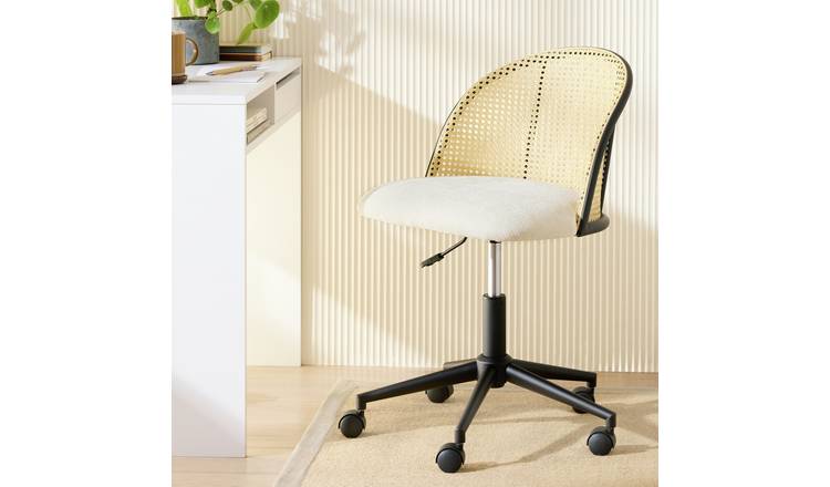 Argos Home Rattan Metal Office Chair - White
