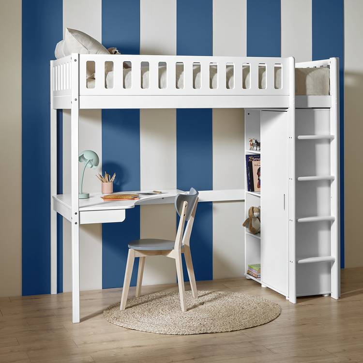 Habitat Ronnie Kids Highsleeper Bed and Wardrobe Desk - White 0
