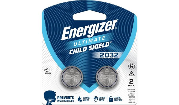 Energizer Ultimate Child Shield 2032 Lithium Coin Batteries 3V CR2032 Pack of 2