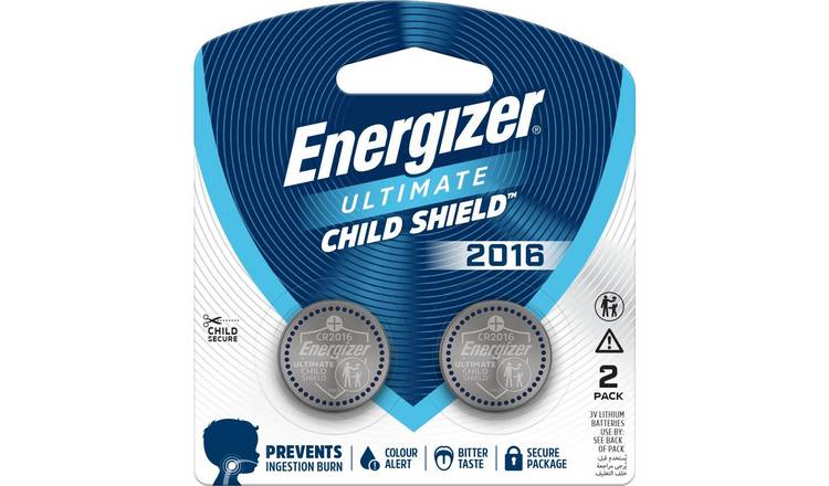 Energizer Ultimate Child Shield 2016 Lithium Coin Batteries 3V CR2016 Pack of 2