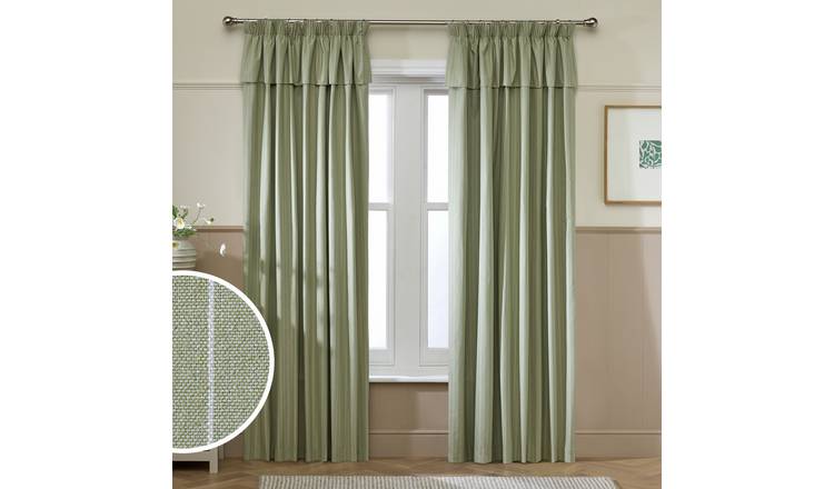 Argos Home Frill Stripe Blackout Pencil Pleat Curtain - Green - 117x183cm