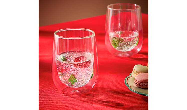 Argos Home Double Walled Christmas Tree Set of 2 Tumblers - Green