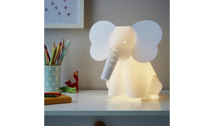 Glow Baby Elephant Kids Table and Bedside Lamp - White