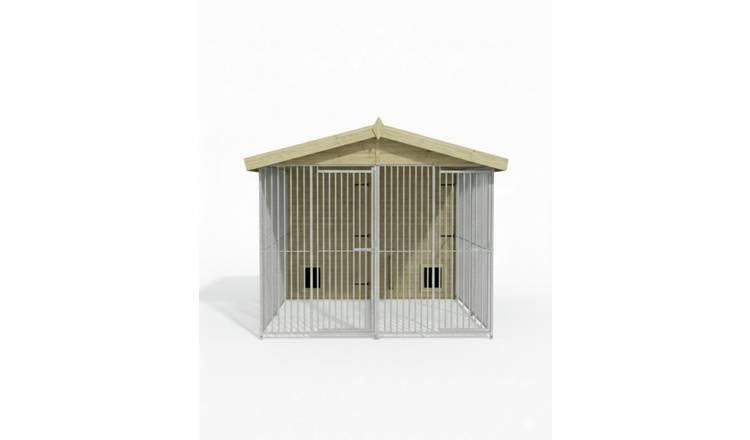 Benchmark Kennels Premium Double Wooden Dog Kennel - 8 x 10ft
