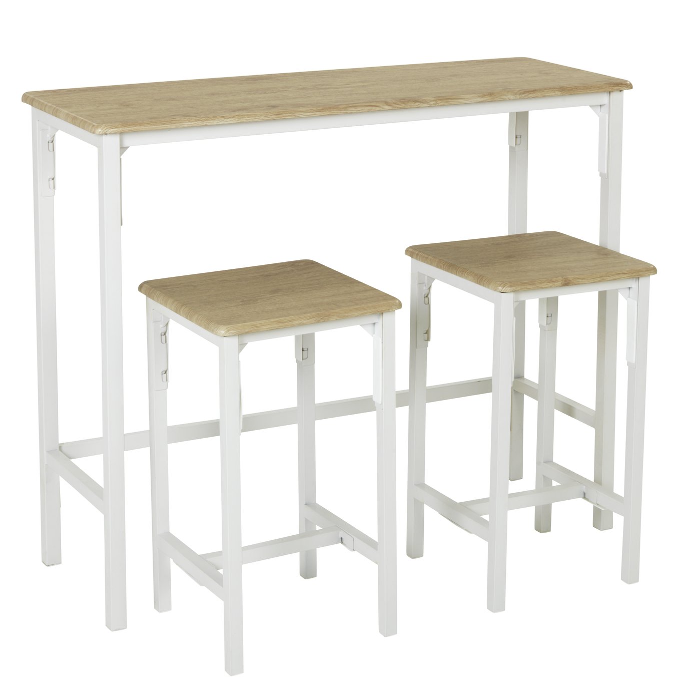 Argos Home Bolitzo Bar Set & 2 Stools - Oak & White