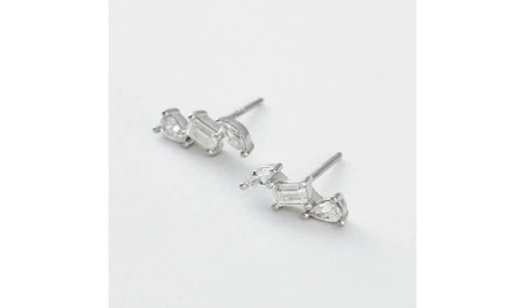 Revere Sterling Silver Marquise Trio Cubic Zirconia Stud Earrings