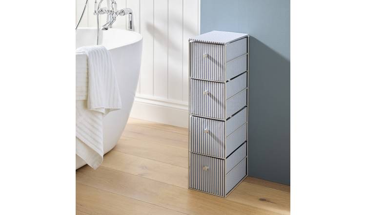 Argos Home Coastal Stripe 4 Bathroom Drawer Unit