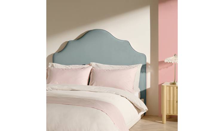 Habitat Daphne Velvet Double Headboard - Blue