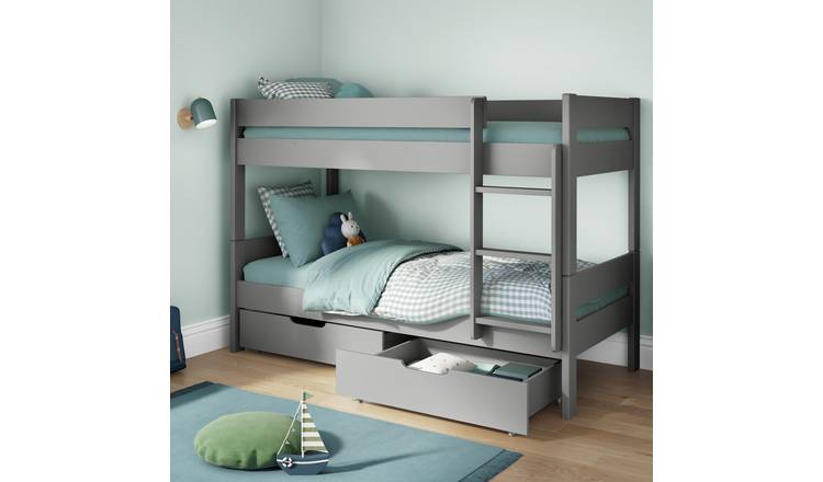 Stompa Compact Detachable Bunk Bed Frame With Drawers - Grey