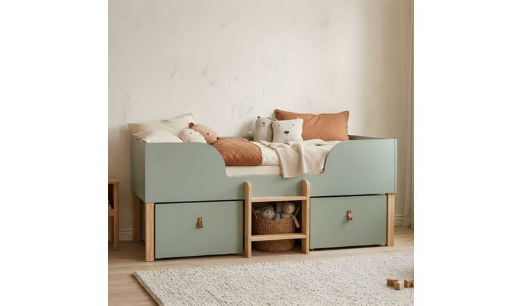 Noa & Nani Arvid Shorty Low Cabin Bed with Storage - Green