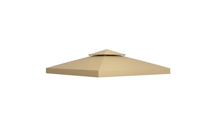 Outsunny Gazebo Canopy Replacement Cover with 2 Tier Roof Top - Beige