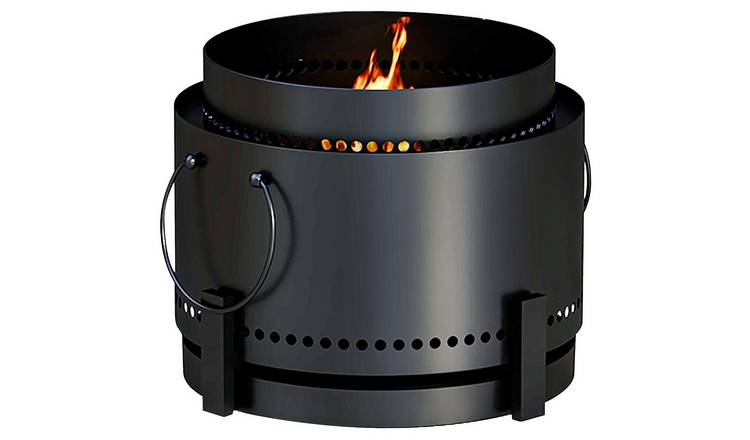 Outsunny 37cm Smokeless Wood Burning Steel Fire Pit – Black
