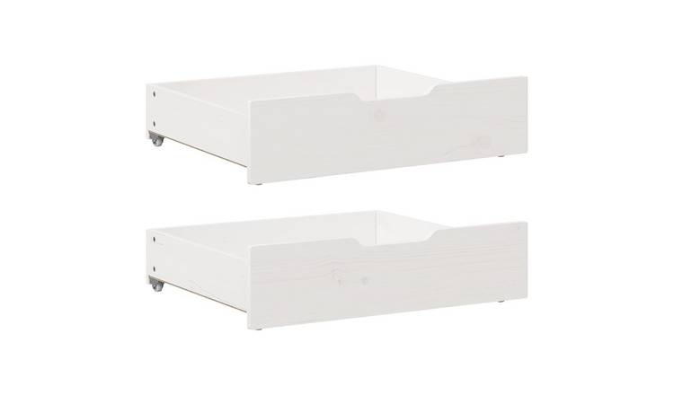 Walplus Pack of 2 Wood Under-Bed Drawers - White - 65 x 55 x 17 cm