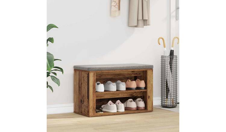 Walplus Engineered Wood Shoe Rack - Old Wood - 75 x 35 x 45 cm