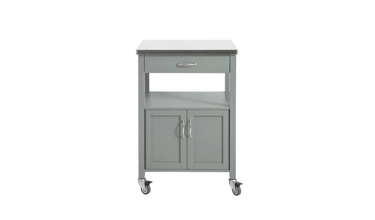 SoBuy 1 Drawer 2 Door Kitchen Stainless Steel Top Storage Trolley - Grey