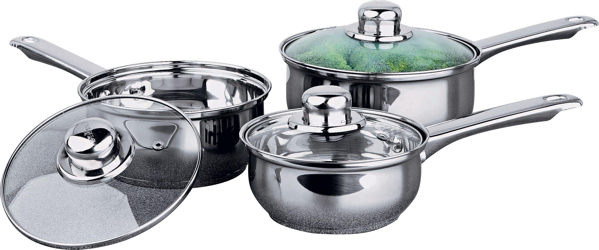 Argos Home 3 Piece Stainless Steel Pan Set