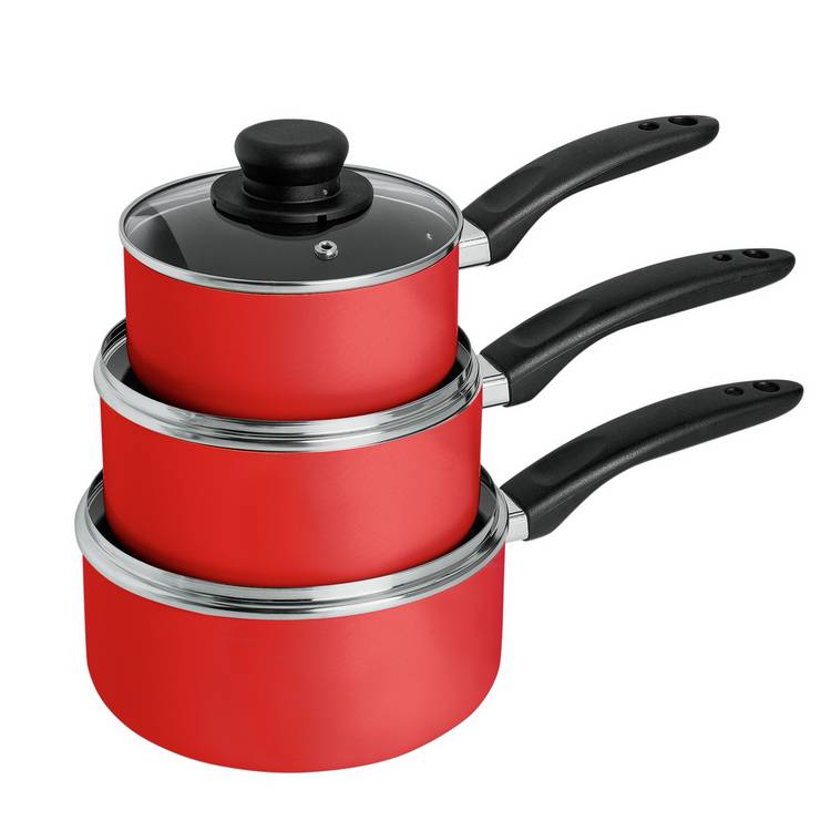 Argos Home 3 Piece Aluminium Pan Set - Red 0