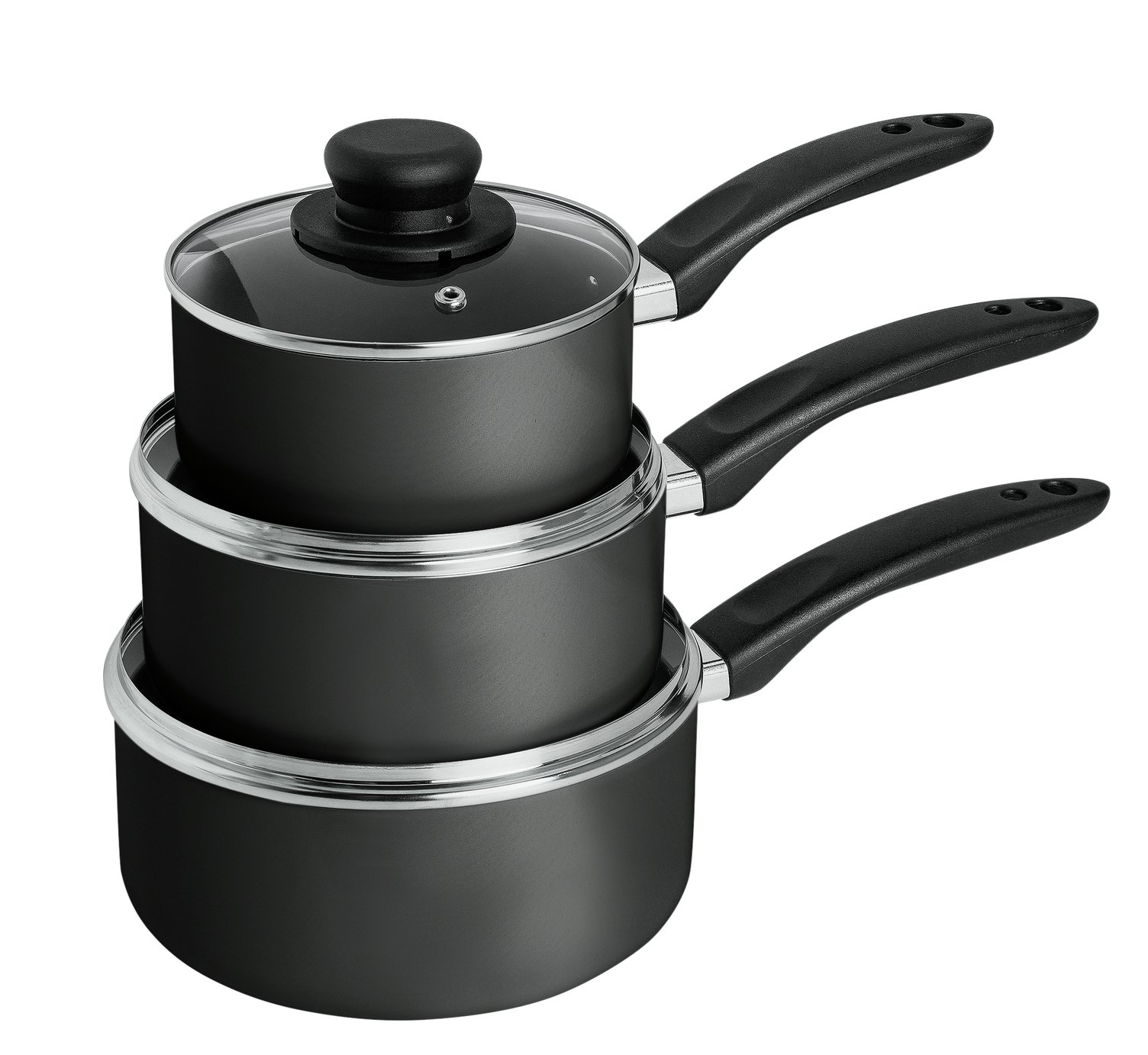 Argos Home 3 Piece Aluminium Pan Set - Grey