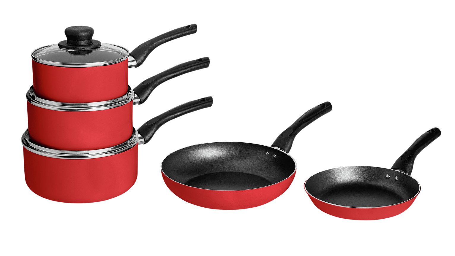 Argos Home 5 Piece Aluminium Pan Set - Red