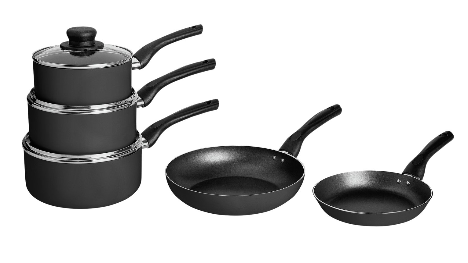 Argos Home 5 Piece Aluminium Pan Set - Black