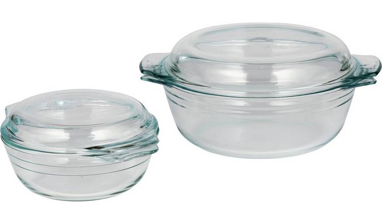 Argos Home 2 Piece Glass Casserole Dish Set