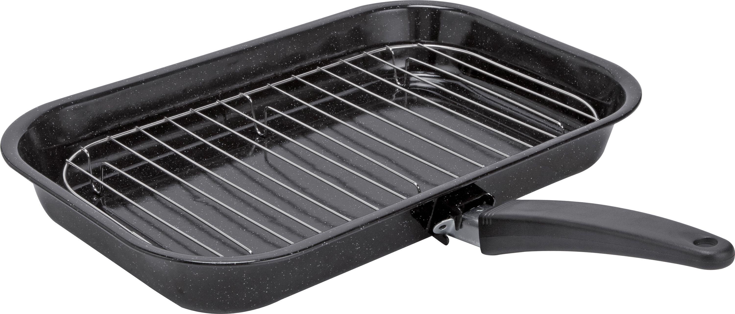 Argos Home 38cm Enamel Stainless Steel Grill Pan