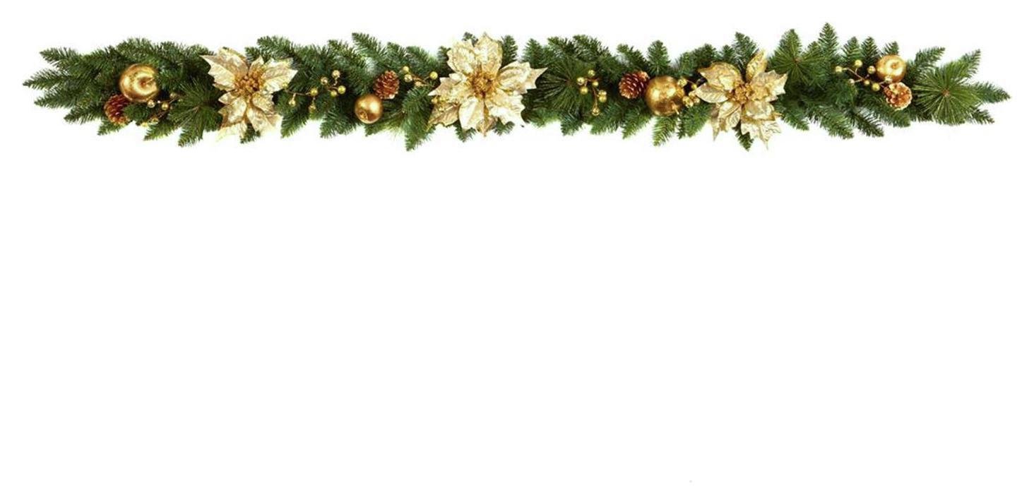 Premier Decorations Poinsettia Bauble Garland - Gold