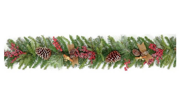 Premier Decorations Berry & Cone Frosted Christmas Garland